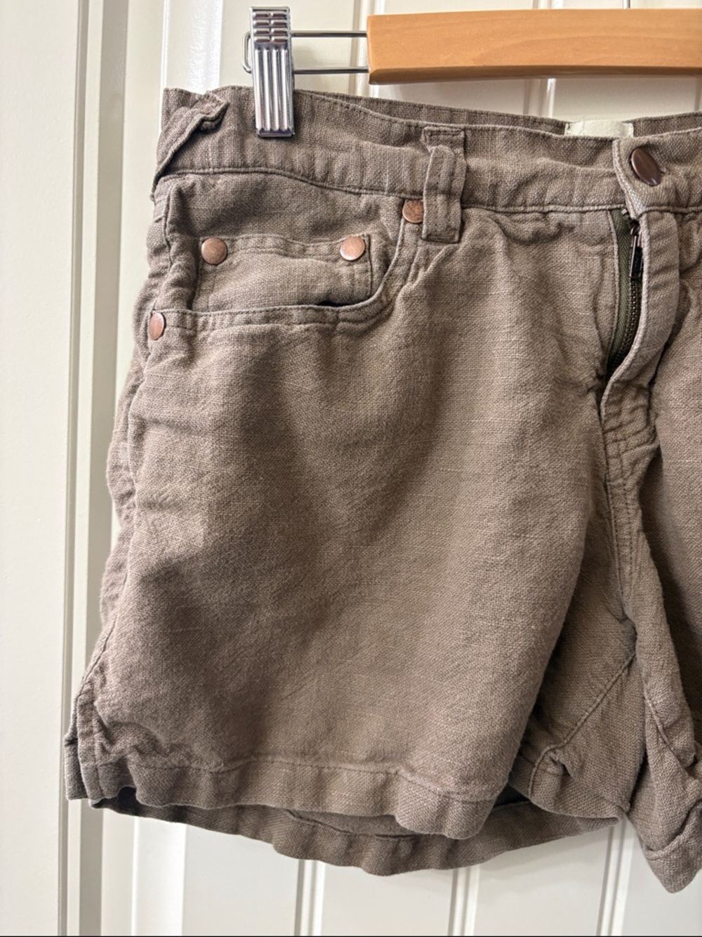 Dylan Women’s Casual‎ green/Brown linen blend Shorts - Picture 3 of 9